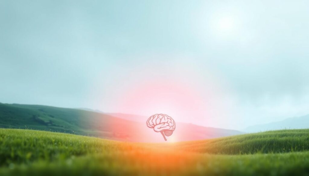 A serene, well-lit mental health landscape, with five distinct components represented as interconnected elements. In the foreground, a harmonious arrangement of emotional, cognitive, and behavioral elements, rendered in a soft, pastel palette. In the middle ground, a subtle but powerful representation of social and environmental factors, seamlessly integrated. The background features a tranquil, ethereal atmosphere, evoking a sense of balance and wholeness. The overall composition conveys a holistic understanding of mental health, with each component subtly yet distinctly visible, inviting the viewer to explore the intricate connections between them.